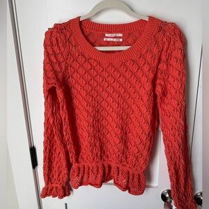 Anthropologie Women's Coral Pointelle Sweater size medium